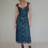 Motel Rocks Midi Dresses-Lunama Mesh Midi Dress in Tonal Blue Paisley