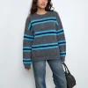 Motel Rocks Jumpers-Lunet Knitted Jumper in Stripe Grey and Blue StripeGreyandBlue
