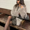 Motel Rocks Jackets | Coats-Lupita Jacket in Faux Fur Taupe FauxFurTaupe