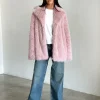 Motel Rocks Jackets | Coats-Lupita Jacket in Faux Fur Dusty Pink FauxFurDustyPink