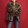 Motel Rocks Coats-Lupita Jacket in Faux Long Fur Brown FauxLongFurBrown