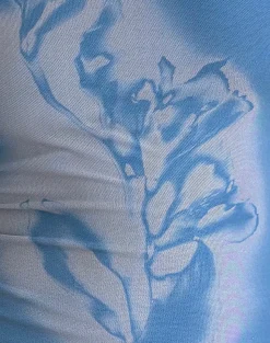 Motel Rocks Printed Tops | Long Sleeve Tops-Lutana Top in Lumen Mesh Blue LumenMeshBlue