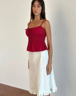 Motel Rocks Strappy Tops | Going Out Tops-Lyncia Tie Front Cami Top in Adrenaline Red AdrenalineRed