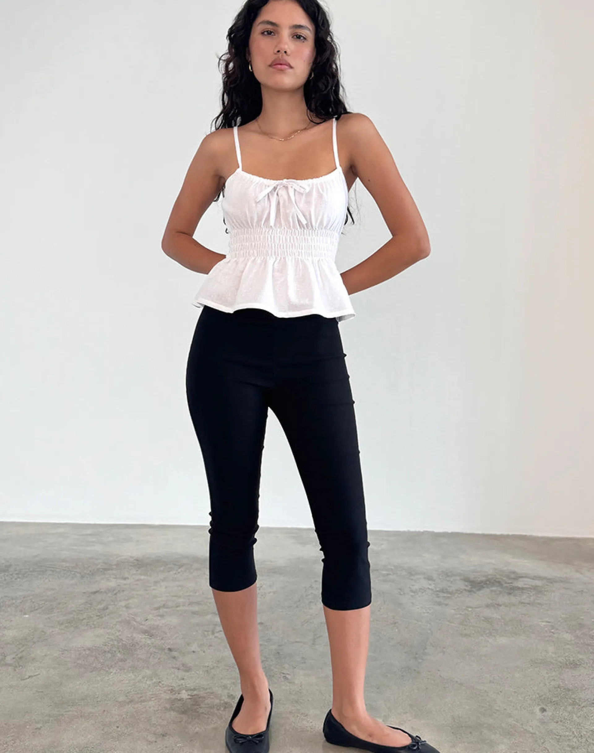Motel Rocks Basic Tops | Corset Tops-Lyncia Tie Front Cami Top in Off White OffWhite