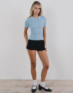 Motel Rocks Shirts And Blouses-Lynetta Top in Baby Blue BabyBlue
