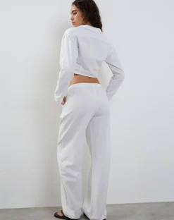 Motel Rocks Long Sleeve Tops-Lyse Super Cropped Shirt in White