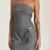 Motel Rocks Bandeau Dresses | Party Dresses-Magaska Bandeau Mini Dress in Tailoring Charcoal