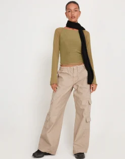 Motel Rocks Long Sleeve Tops-Mahira Long Sleeve Mesh Top in Olive MeshOlive