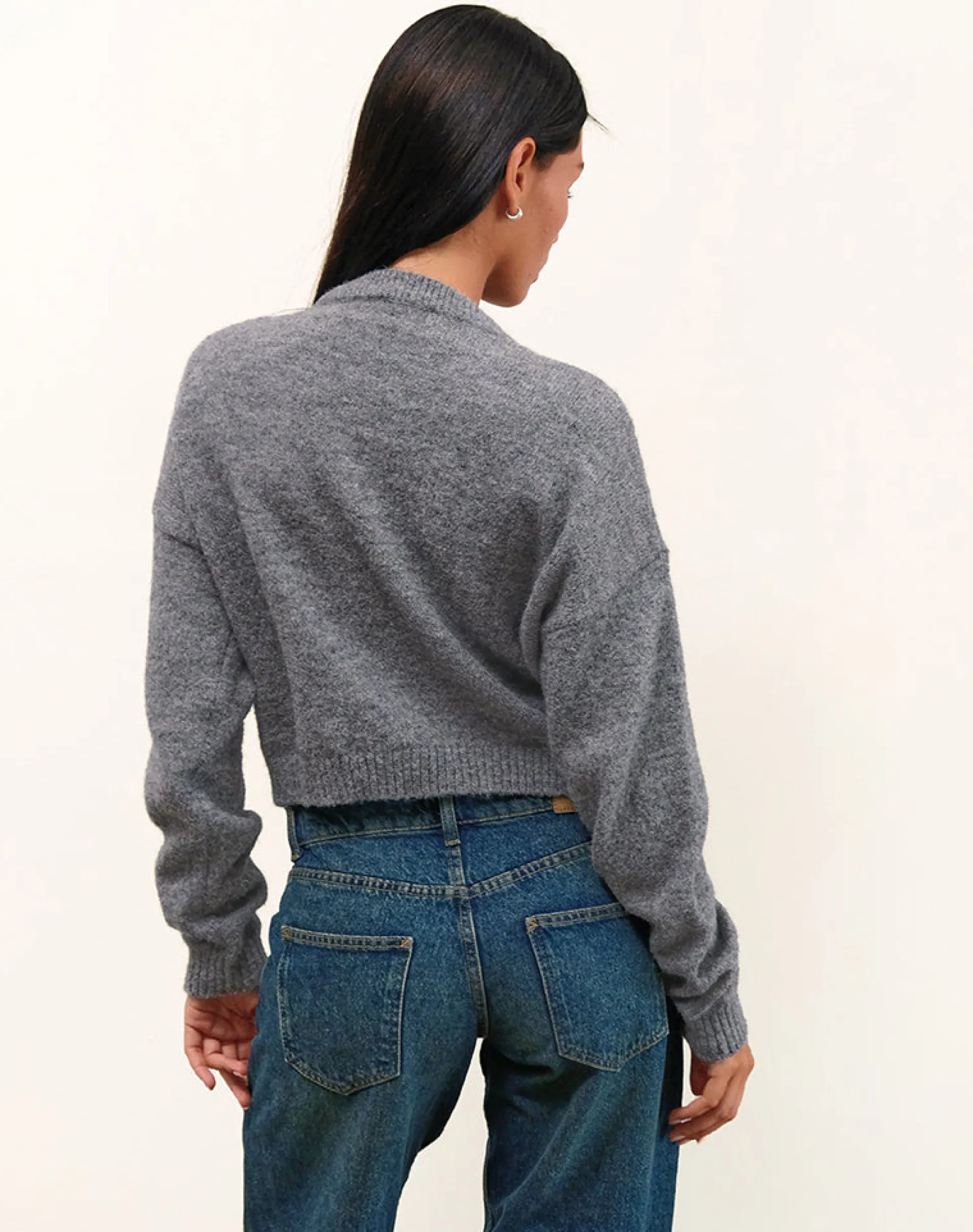 Motel Rocks Jackets-Maira Zip Through Jacket in Knit Grey