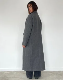 Motel Rocks Jackets | Coats-Malati Longline Coat in Charcoal