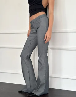 Motel Rocks Tailoring-Malvinas Flared Trouser in Grey Tailoring