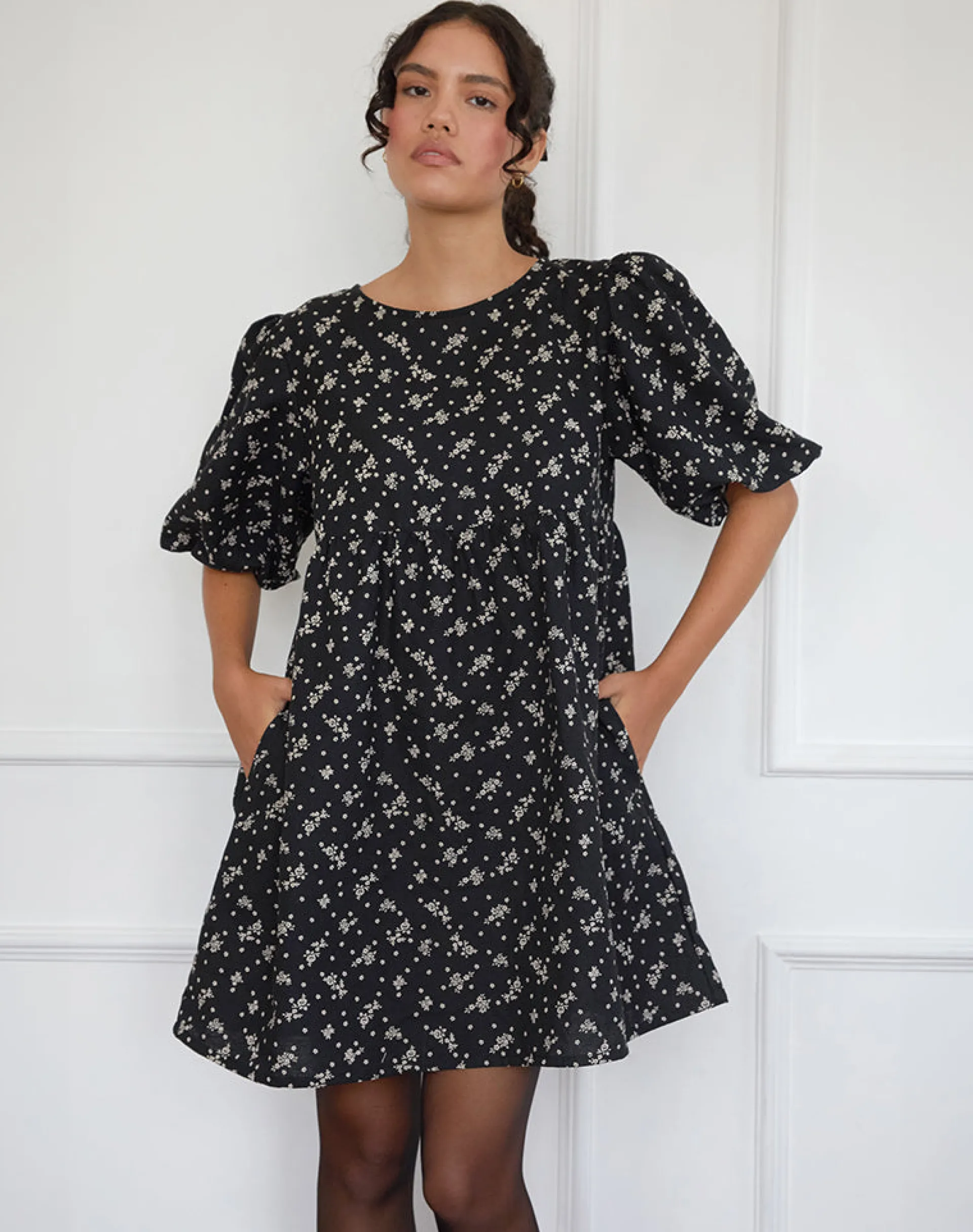 Motel Rocks Day Dresses | Mini Dresses-Marate Mini Dress in Floral Land Black FloralLandBlack