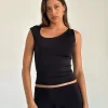 Motel Rocks Basics | Basic Tops-Marcie Asymmetric Top in Slinky Black