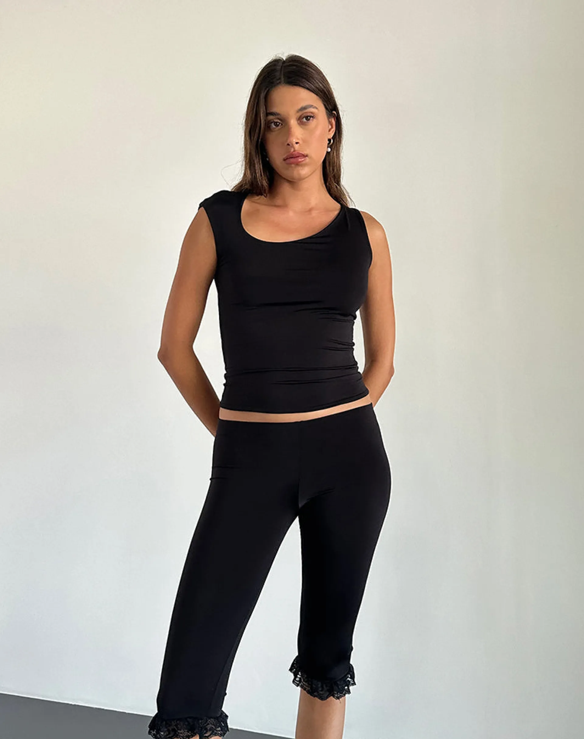 Motel Rocks Basics | Basic Tops-Marcie Asymmetric Top in Slinky Black