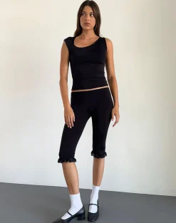 Motel Rocks Basics | Basic Tops-Marcie Asymmetric Top in Slinky Black