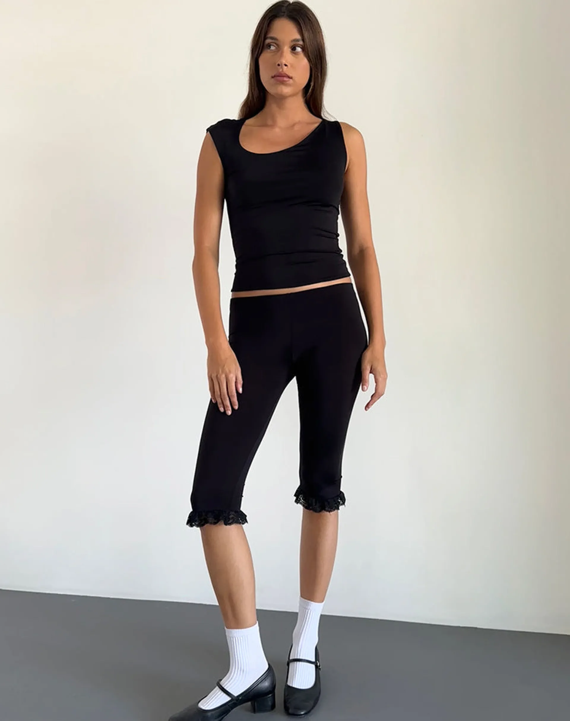 Motel Rocks Basics | Basic Tops-Marcie Asymmetric Top in Slinky Black