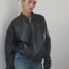 Motel Rocks Basics | Jackets-Marco Distressed Bomber Jacket in PU Black