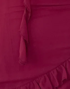 Motel Rocks Mini Dresses-Margaret Ruffle Mini Dress in Plum Chiffon with Rosette PlumChiffon