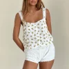 Motel Rocks Co-Ords | Printed Tops-Maria Top in Funshine Floral Off White