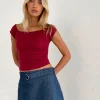 Motel Rocks Mini Skirts-Marine Belted Skirt in Denim Chambray Indigo