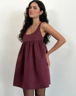 Motel Rocks Mini Dresses-Marona Dress in Dark Berry