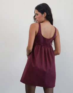 Motel Rocks Mini Dresses-Marona Dress in Dark Berry