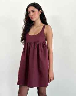 Motel Rocks Mini Dresses-Marona Dress in Dark Berry