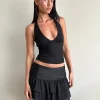 Motel Rocks Mini Skirts-Masama Frill Mini Skirt in Black Satin and Chiffon
