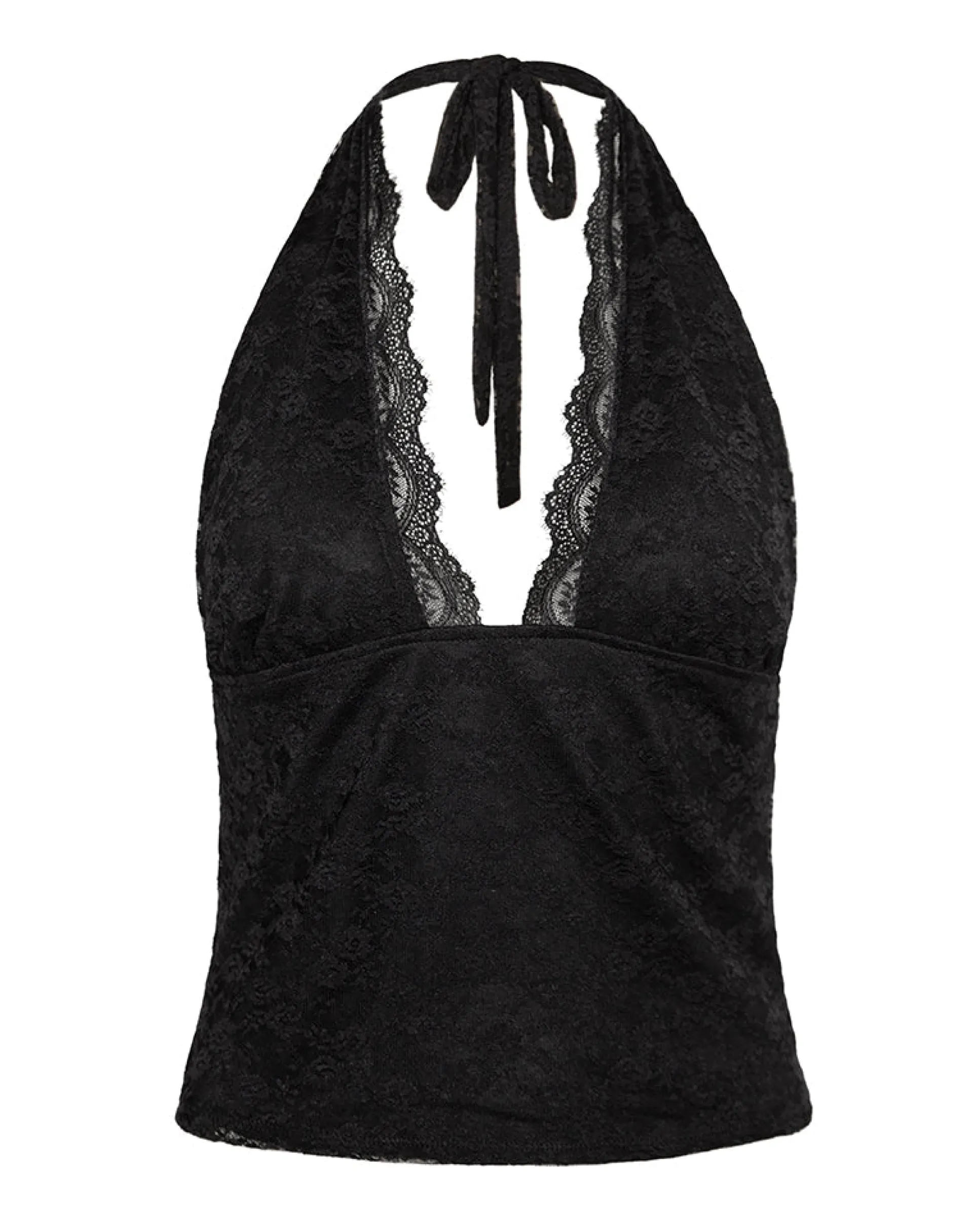 Motel Rocks Halterneck Tops-Matua Halterneck Top in Clover Lace Black CloverLaceBlack