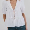Motel Rocks Tailoring | Shirts And Blouses-Medda Puff Sleeve Shirt in Poplin White