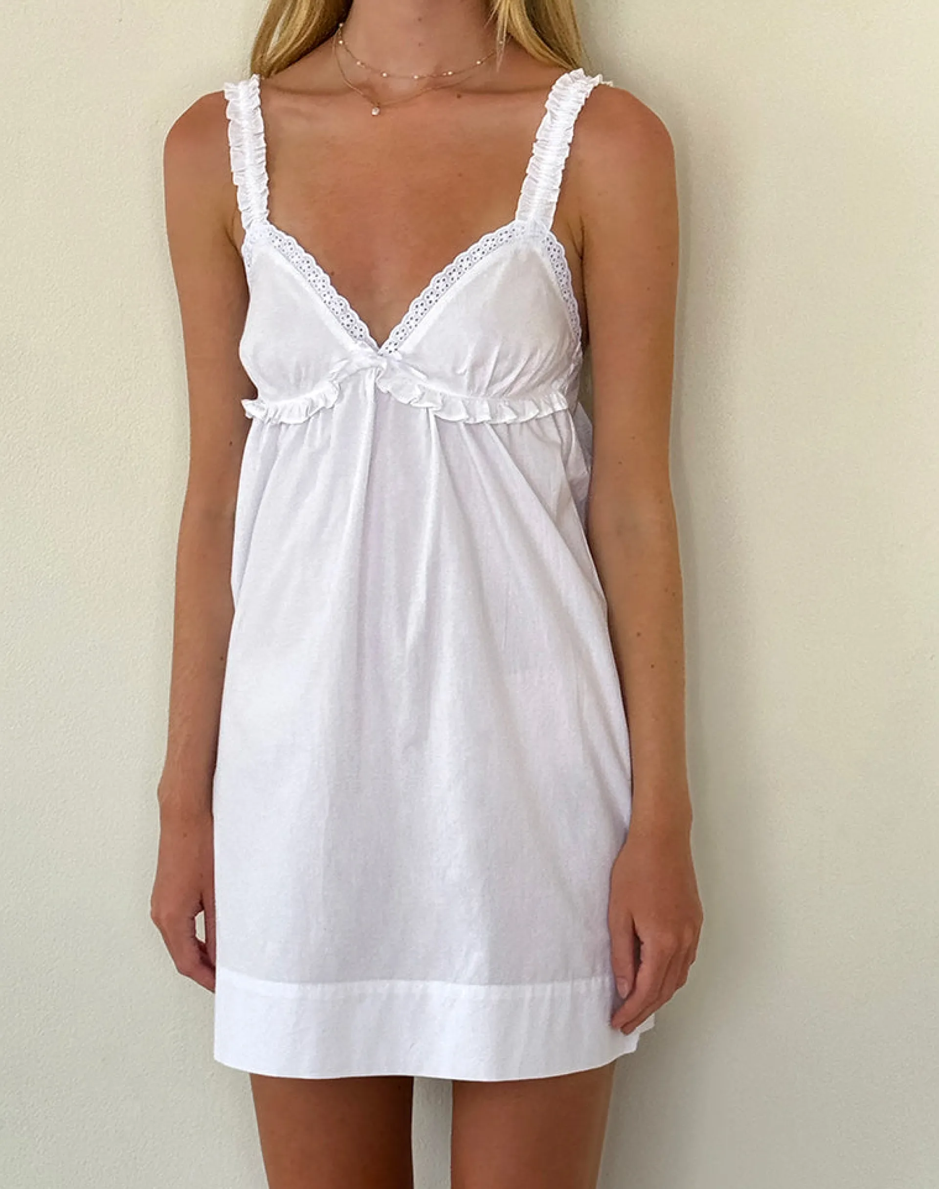 Motel Rocks Day Dresses | Mini Dresses-Melda Tea Mini Dress in Poplin White PoplinWhite