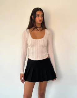 Motel Rocks Long Sleeve Tops | Going Out Tops-Melissa Textured Long Sleeve Top in Light Peach