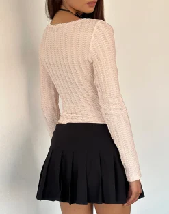 Motel Rocks Long Sleeve Tops | Going Out Tops-Melissa Textured Long Sleeve Top in Light Peach