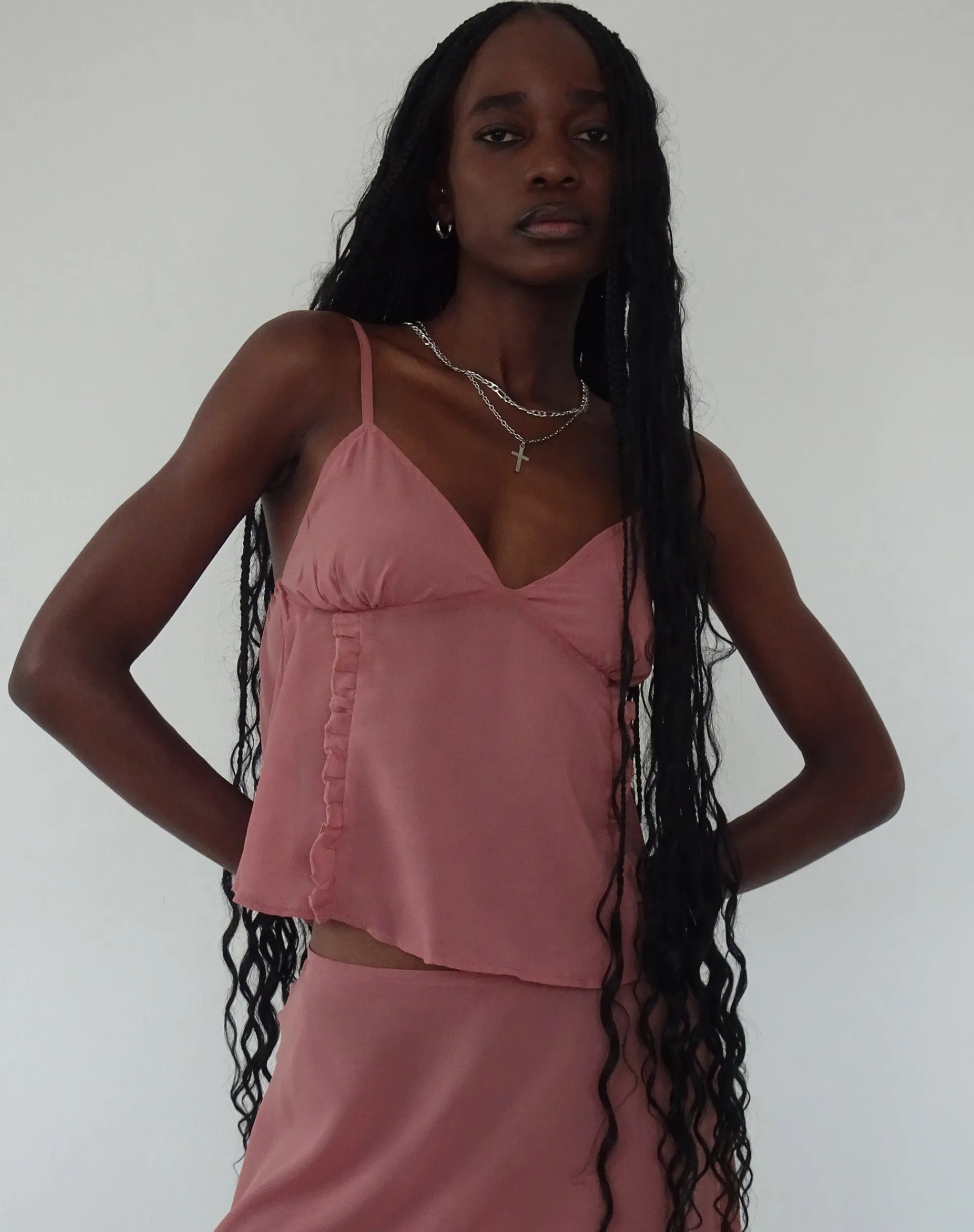 Motel Rocks Strappy Tops-Melly Chiffon Cami Top in Dessert Sand