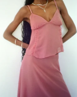 Motel Rocks Strappy Tops-Melly Chiffon Cami Top in Dessert Sand