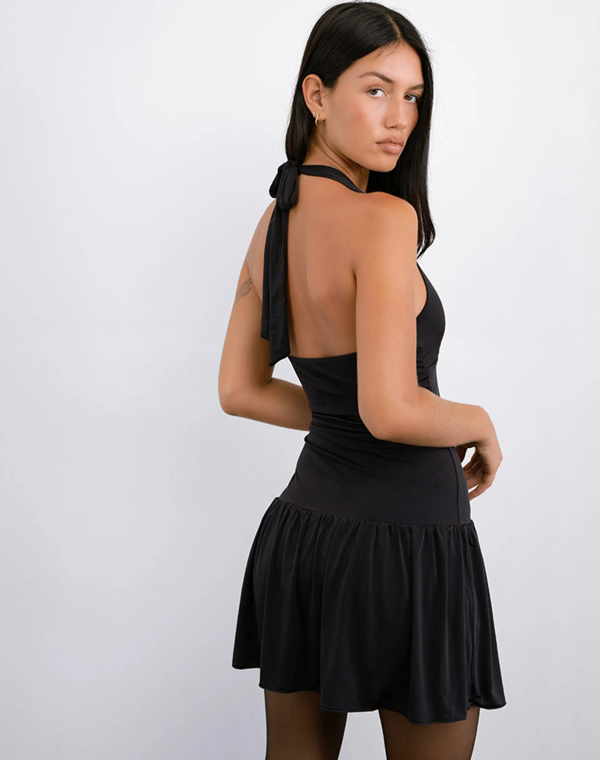 Motel Rocks Bodycon Dresses | Little Black Dresses-Mercer Drop Waist Mini Dress in Black