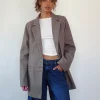 Motel Rocks Basics-Messeir Faux Wool Blazer in Walnut