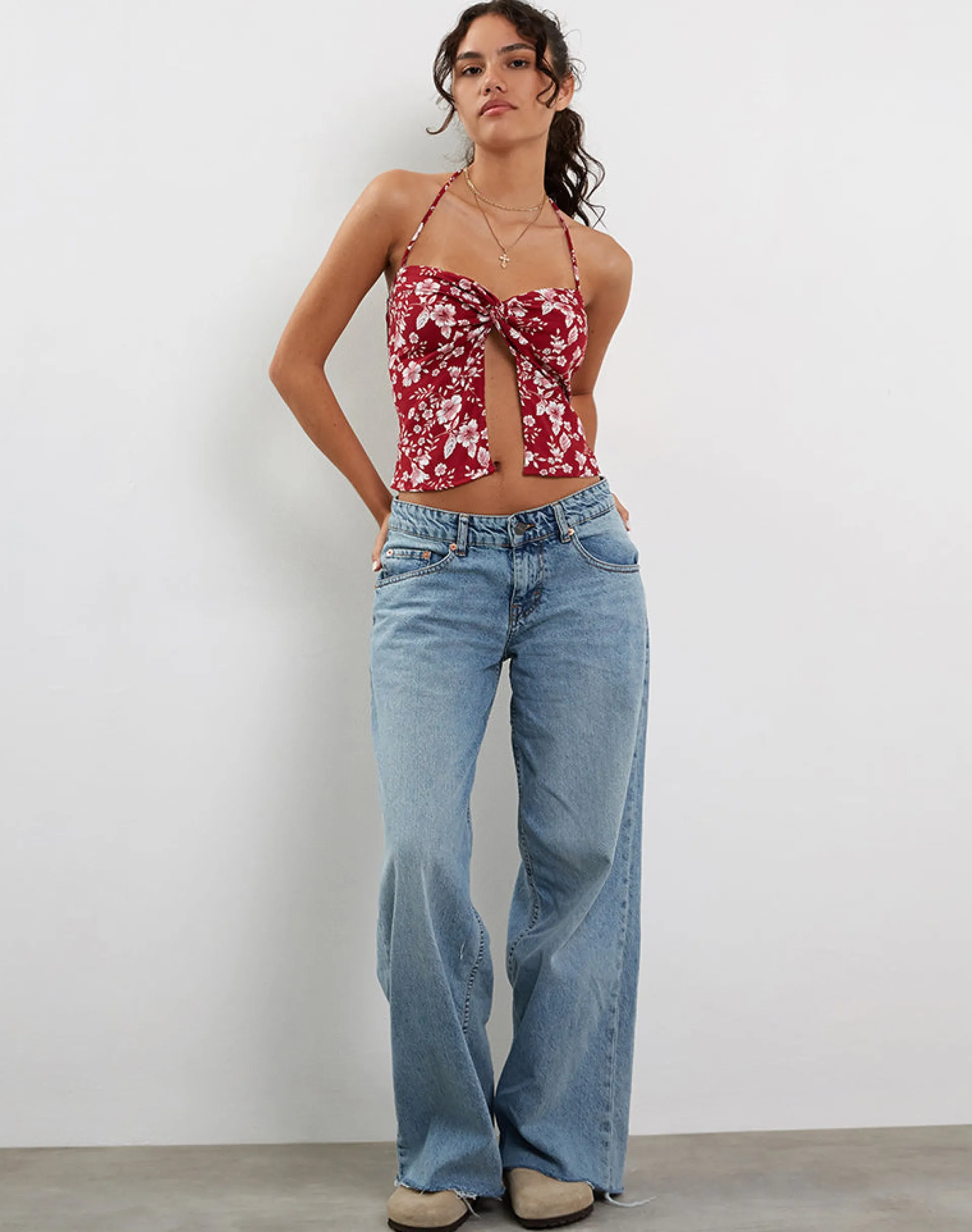 Motel Rocks Printed Tops | Strappy Tops-Metra Twist Front Top in Berry Blush Floral