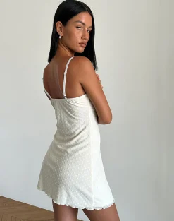 Motel Rocks Day Dresses | Party Dresses-Mevila Cami Mini Dress in Ivory Polka Flock