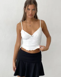 Motel Rocks Vest Tops | Strappy Tops-Mia Ballet Cami Top in Ivory