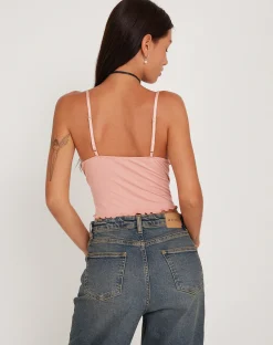 Motel Rocks Vest Tops | Strappy Tops-Mia Ballet Jersey Cami Vest Top in Pink PinkMia