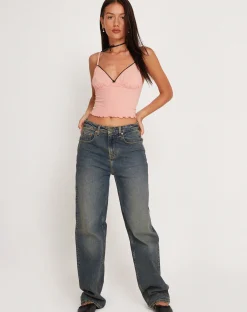 Motel Rocks Vest Tops | Strappy Tops-Mia Ballet Jersey Cami Vest Top in Pink PinkMia