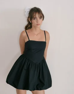 Motel Rocks Party Dresses | Little Black Dresses-Micala Puffball Mini Dress in Black