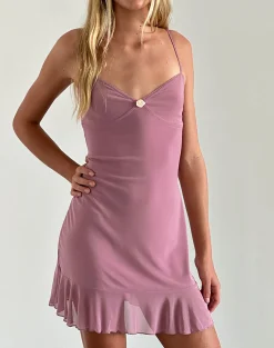 Motel Rocks Party Dresses-Micaya Mini Dress in Mesh Mauve MeshMauve