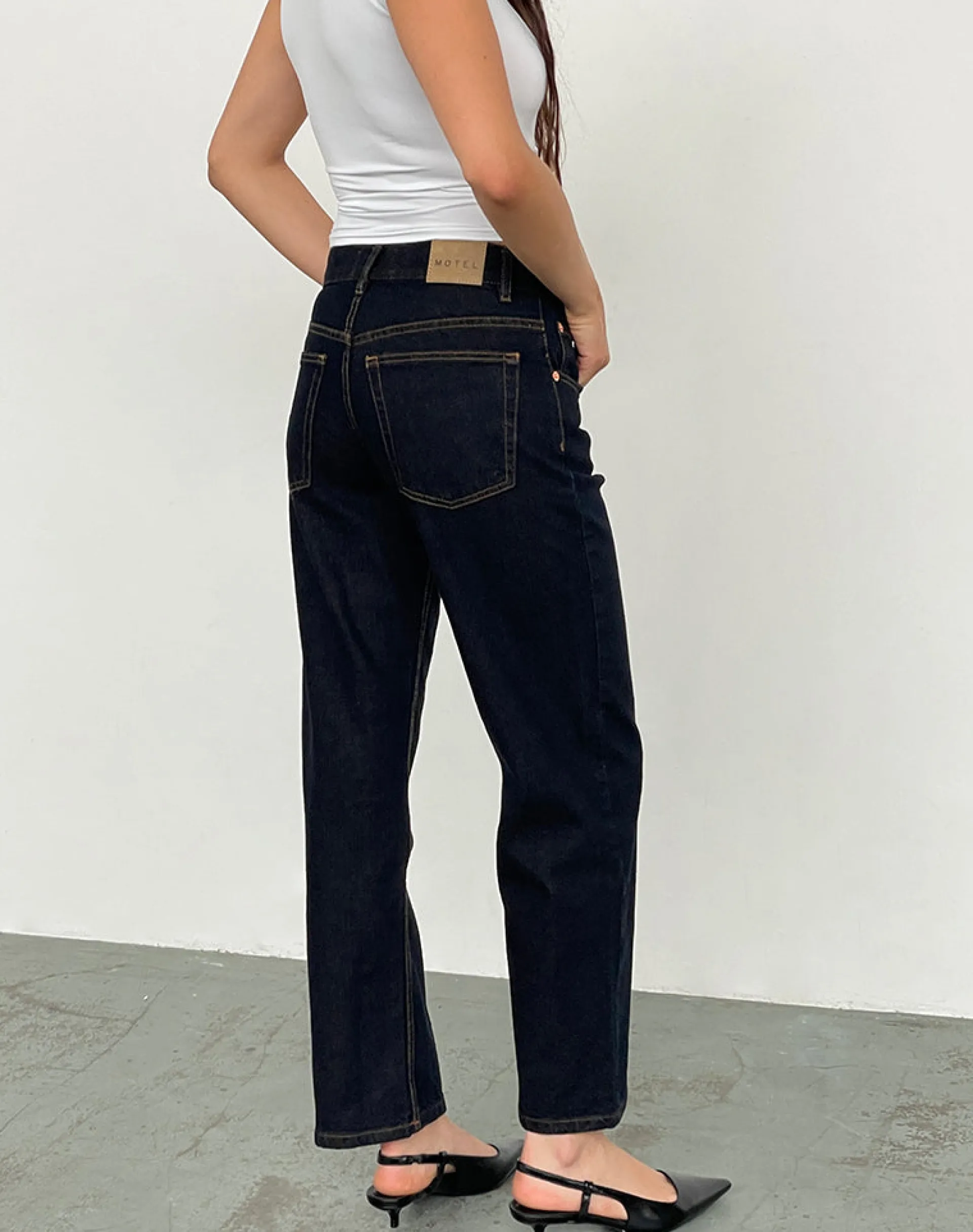 Motel Rocks Low Rise Pants | Jeans-Mid Rise Awkward Parallel Jeans in Indigo