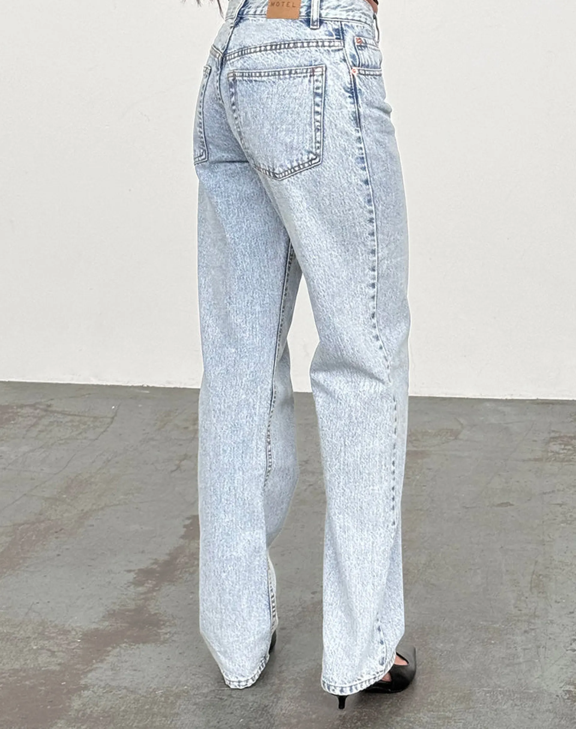 Motel Rocks Low Rise Pants | Jeans-Mid Rise Slim Parallel Jeans in 80's Light Wash 80'sLightWash