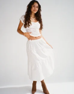 Motel Rocks Maxi Skirts | Midi Skirts-Midaxi Skirt in White