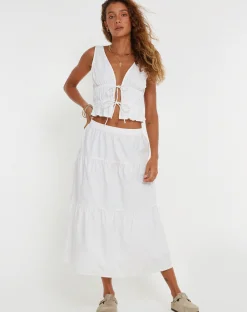 Motel Rocks Maxi Skirts | Midi Skirts-Midaxi Skirt in White