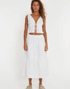 Motel Rocks Maxi Skirts | Midi Skirts-Midaxi Skirt in White