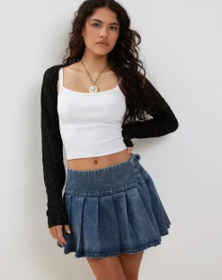 Motel Rocks Long Sleeve Tops-Mika Shrug Cardigan in Mesh Black